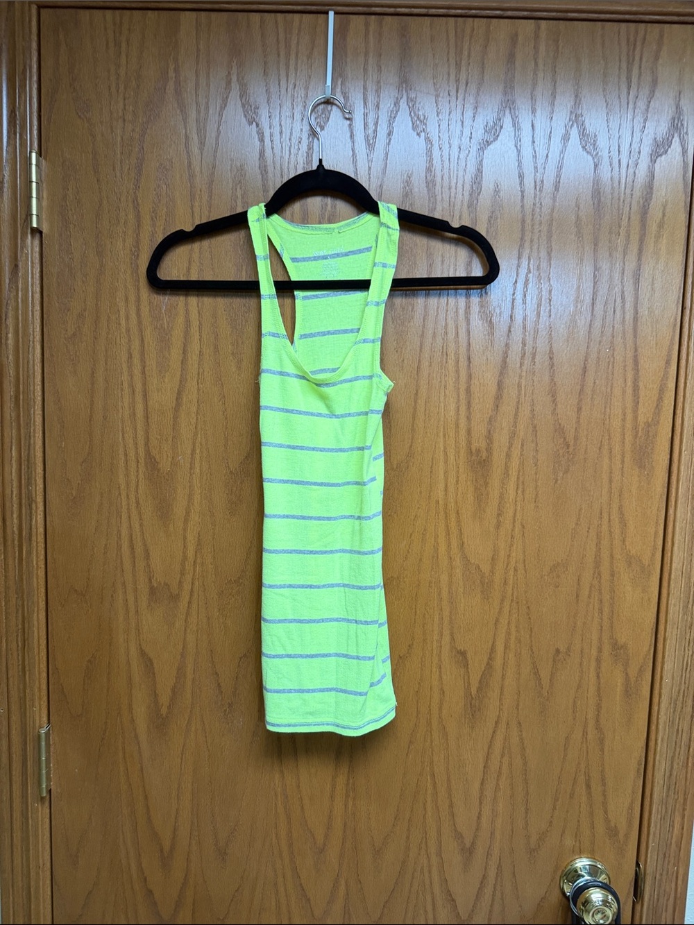 Wet Seal Neon yellow grayStriped Racerback Tank